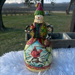 Jim Shore Heartwood Creek 2005 Red On Snowy White Snowman with Cardinal